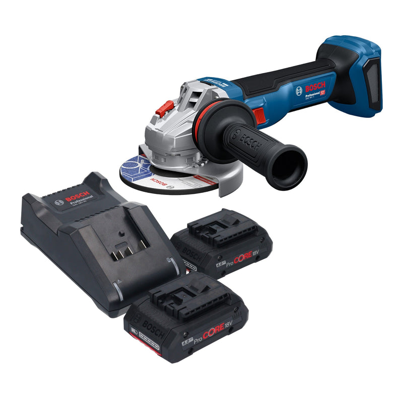 Bosch GWS 18V-11 Professional Akku Winkelschleifer 18 V 125 mm + 2x ProCORE Akku 4,0 Ah + Ladegerät