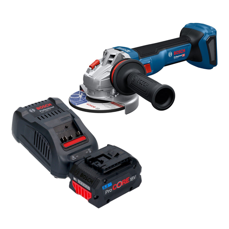 Bosch GWS 18V-11 Professional Akku Winkelschleifer 18 V 125 mm + 1x ProCORE Akku 5,5 Ah + Ladegerät